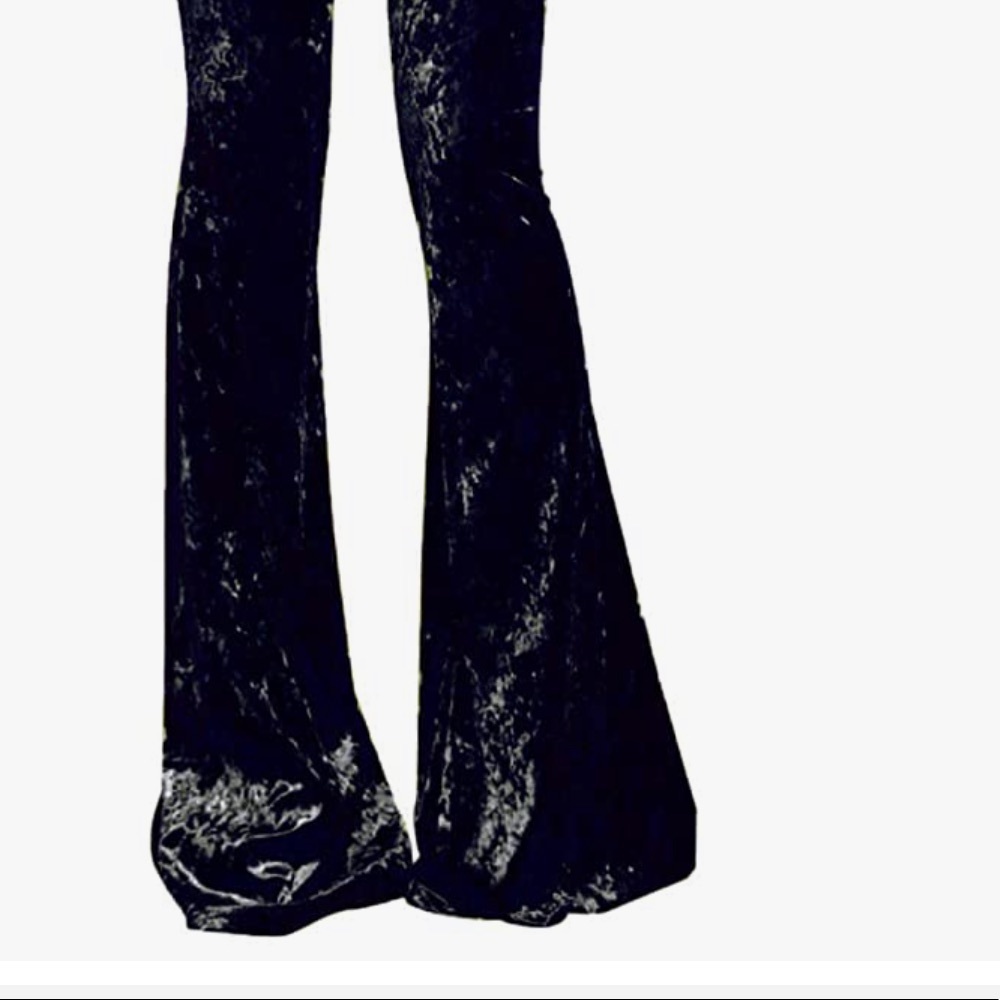 Black velvet bell bottom flared pants festival rave burning man high waisted